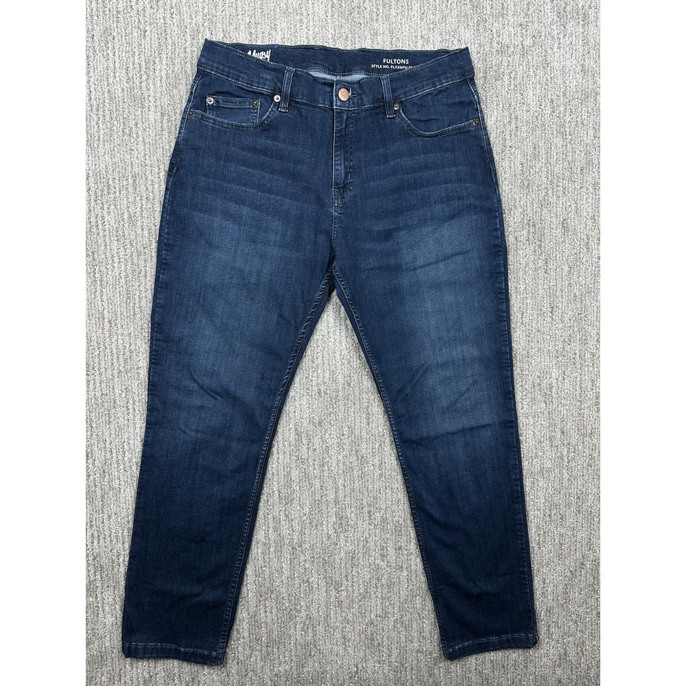 Mugsy Fultons Mens 36x30 Dark Wash Blue Straight Leg Stretch Jeans FLX3NFU-36X30